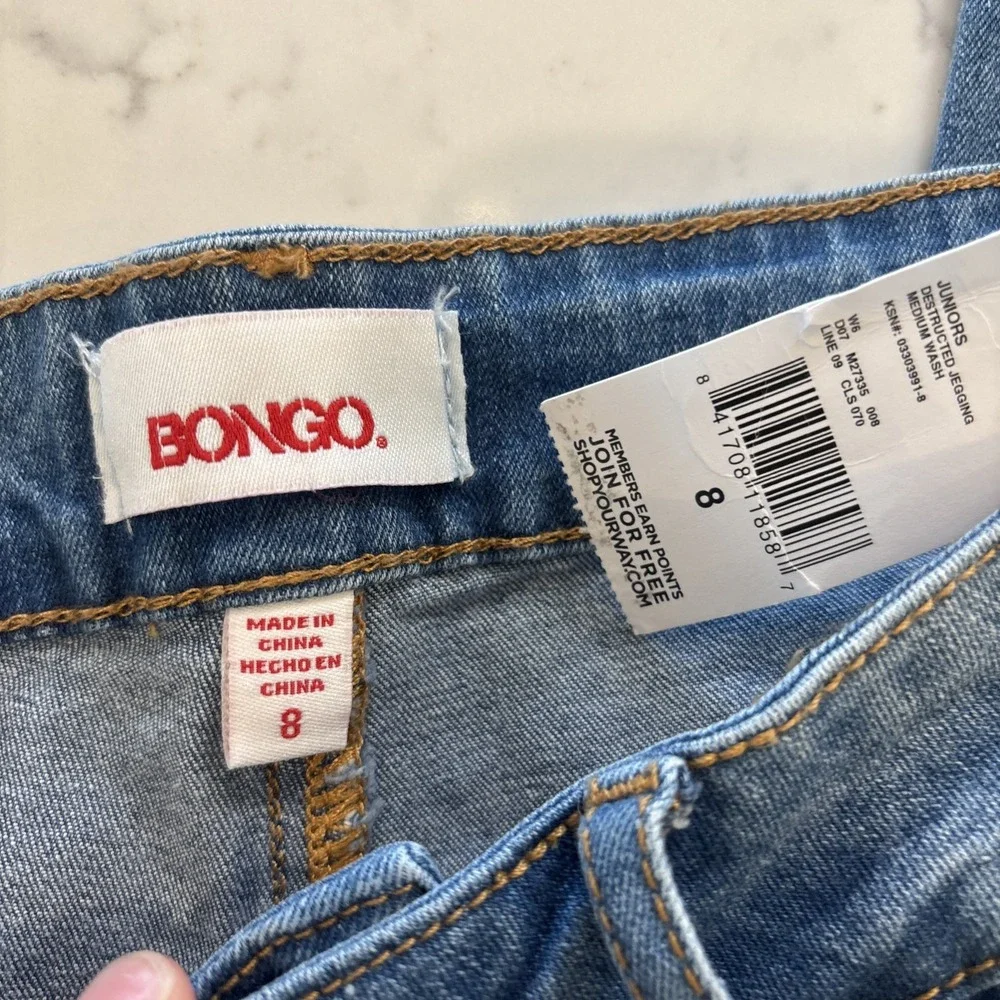 Y2K NWT Vintage‎ Bongo Patchwork Distressed Denim Jeans Tapered Leg Sz 8